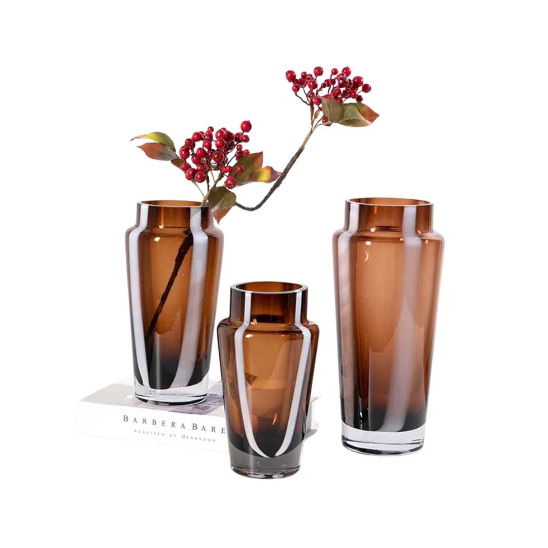 Prismatic Geometric Thick Glass Weighted Base Flower Vase