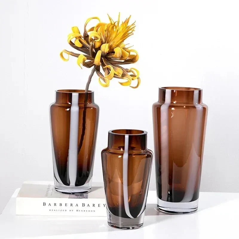 Prismatic Geometric Thick Glass Weighted Base Flower Vase