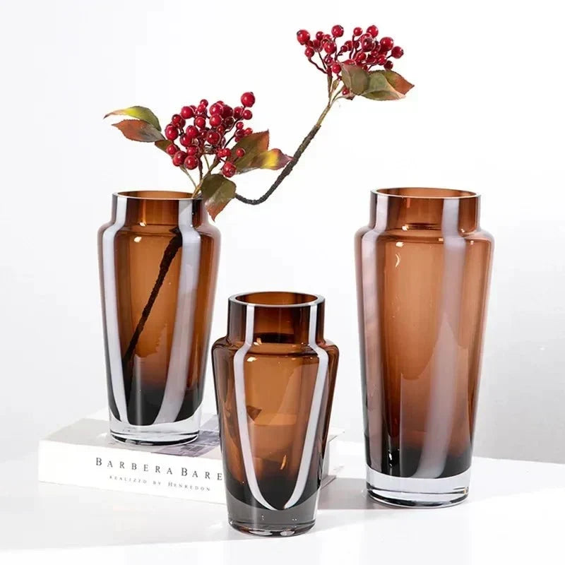 Prismatic Geometric Thick Glass Weighted Base Flower Vase
