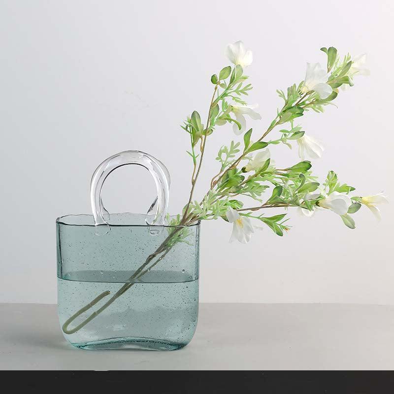 Sculptural Handbag Silhouette Clear Glass Decorative Flower Vase