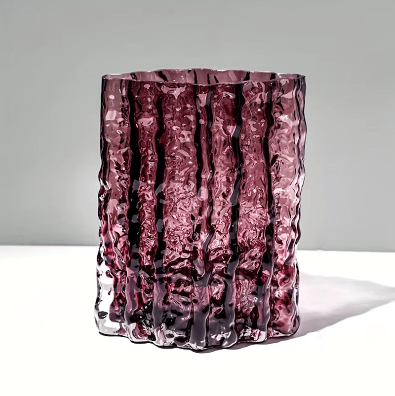 Frosted Textured Glass Sculpted Ice Effect Decorative Flower Vase