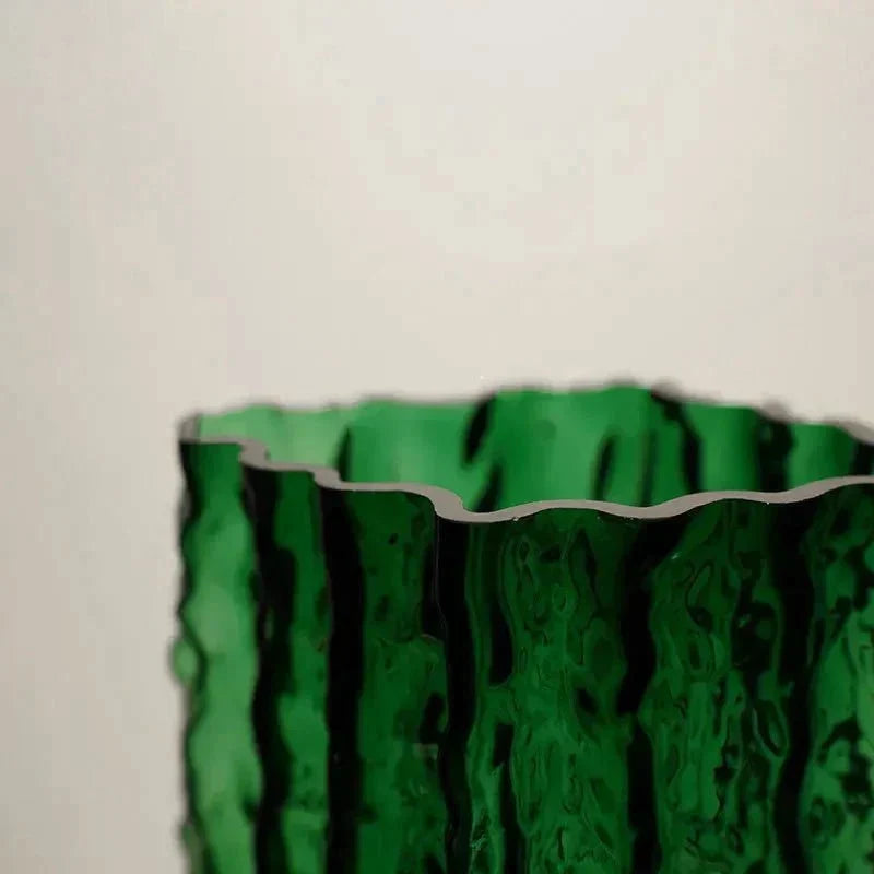Frosted Textured Glass Sculpted Ice Effect Decorative Flower Vase