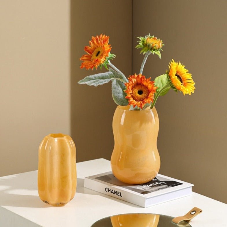 Handblown Murano Glass Sculptural Silhouette Decorative Flower Vase