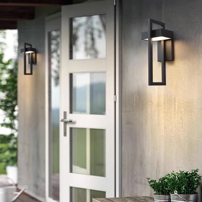 Geometric Rectangular Aluminium Scandinavian Minimalist Outdoor Wall Light