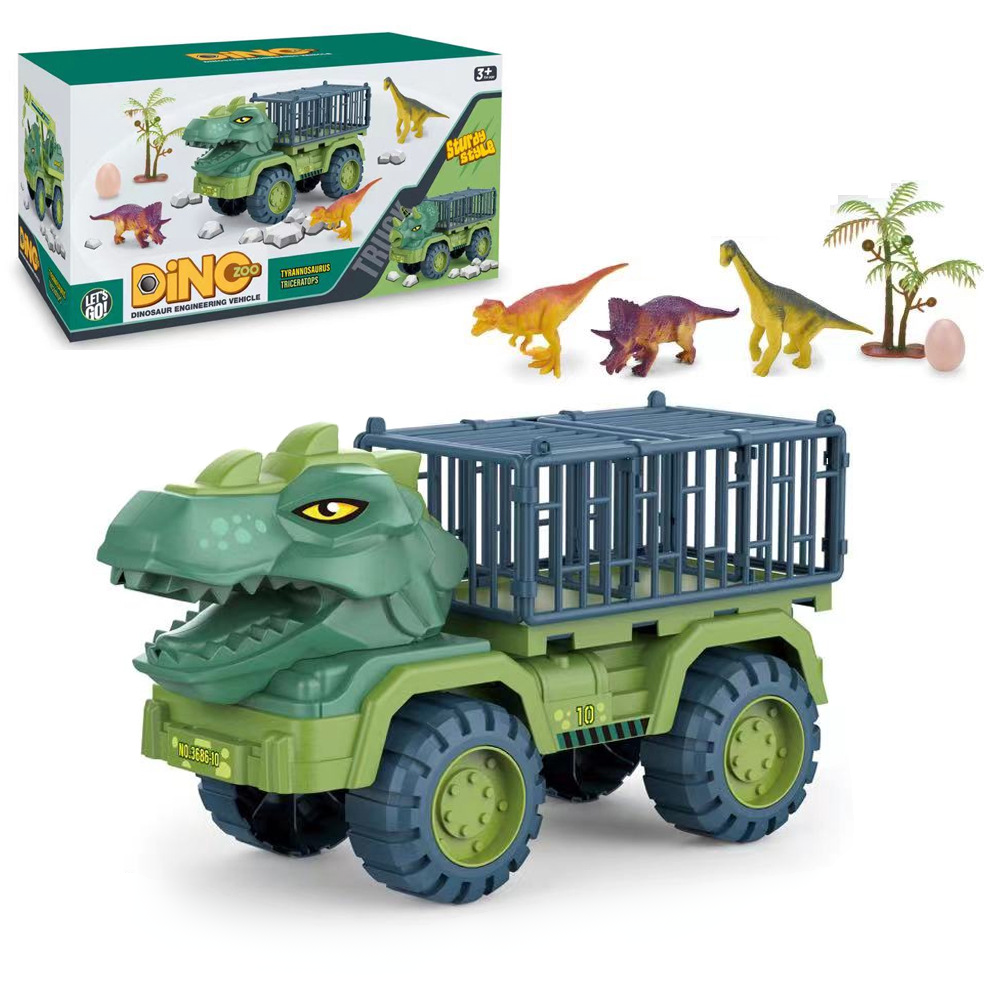 Prehistoric Cage Transport Truck Dinosaur Figure Playset Toy Set