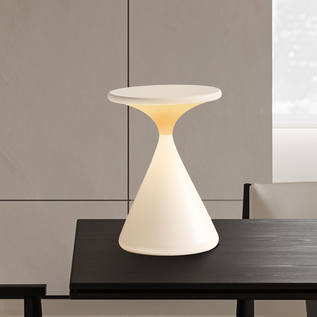 Sculptural Hourglass Cordless Dimmable Rechargeable Minimalist Table Lamp
