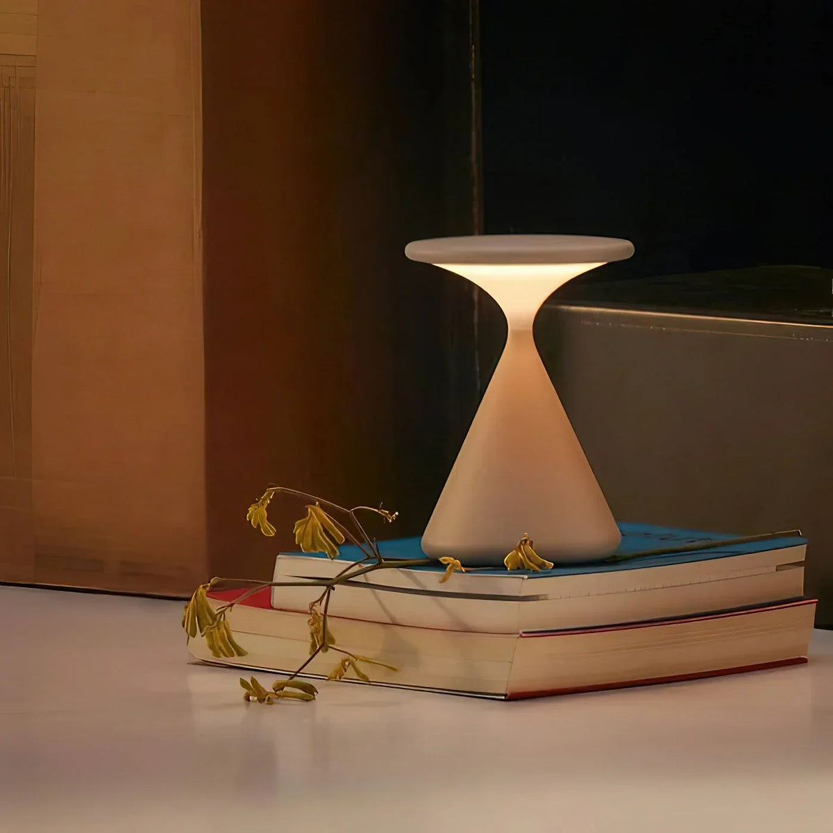 Sculptural Hourglass Cordless Dimmable Rechargeable Minimalist Table Lamp