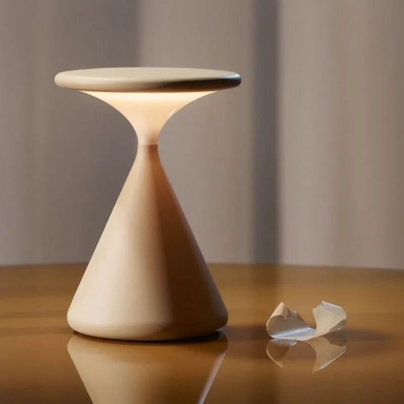 Sculptural Hourglass Cordless Dimmable Rechargeable Minimalist Table Lamp