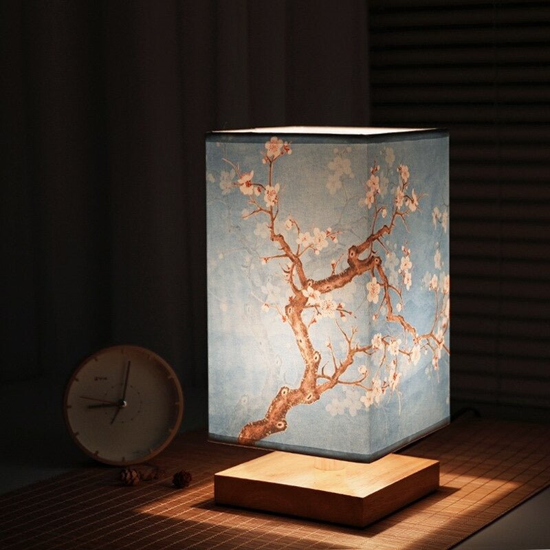 Japanese Scandinavian Minimalist Bamboo Wood Push Button Table Lamp