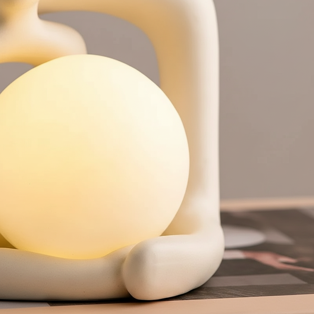 Sculptural Matte Ceramic Sphere Indirect Glow Table Lamp