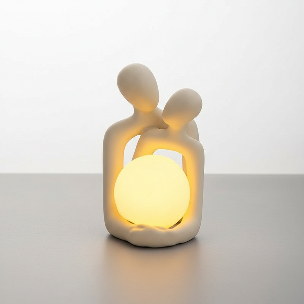 Sculptural Matte Ceramic Sphere Indirect Glow Table Lamp