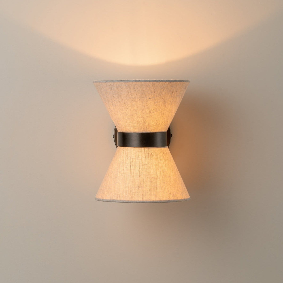 Aged Bronze Linen Shade Classic Modern Wall Light