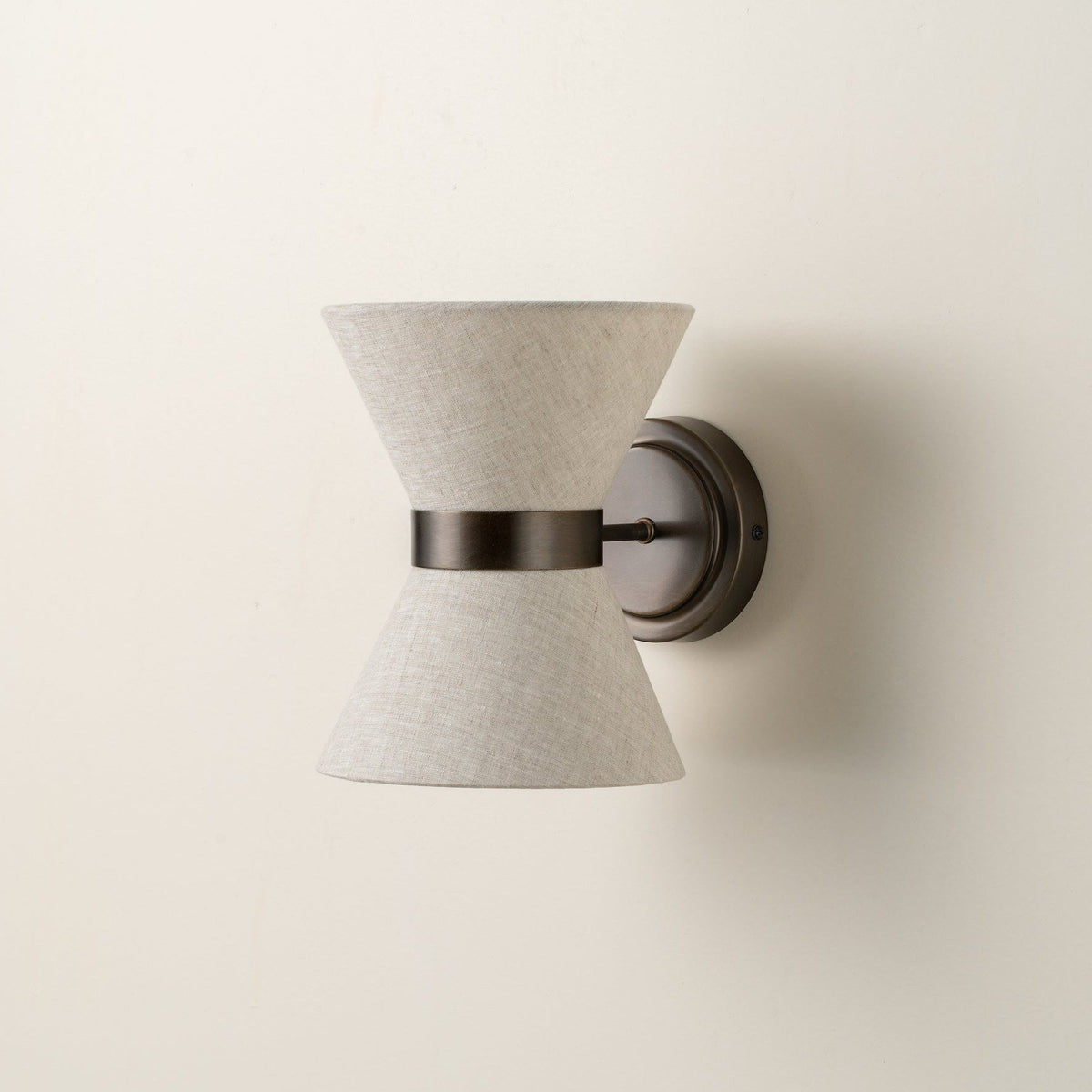 Aged Bronze Linen Shade Classic Modern Wall Light