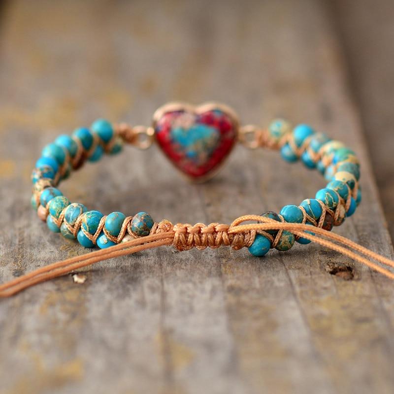 Handmade Jasper Crystal Beaded Adjustable Cord Friendship Bracelet