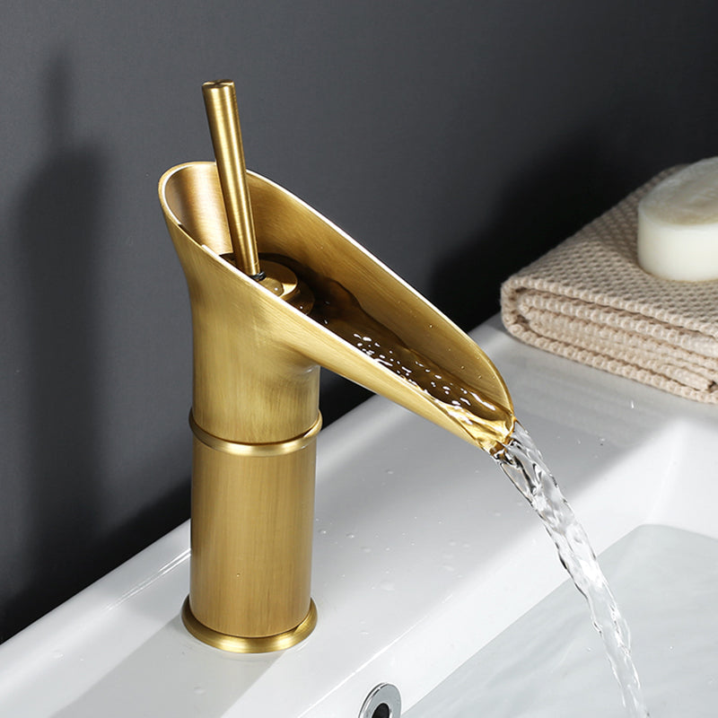 Vintage Waterfall Spout Single Hole Bathroom Faucet