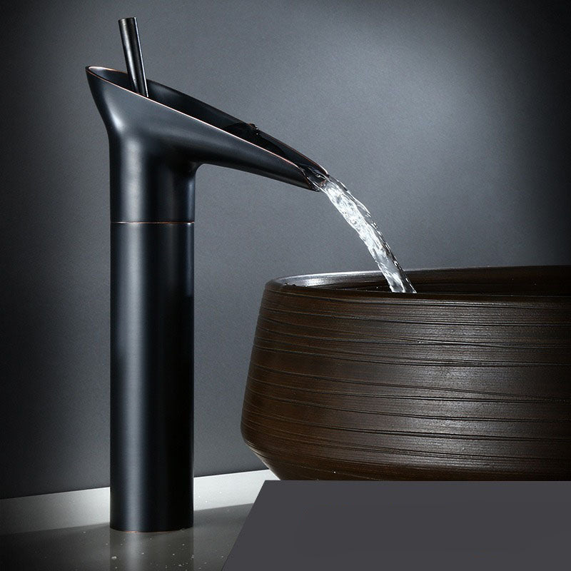 Vintage Waterfall Spout Single Hole Bathroom Faucet