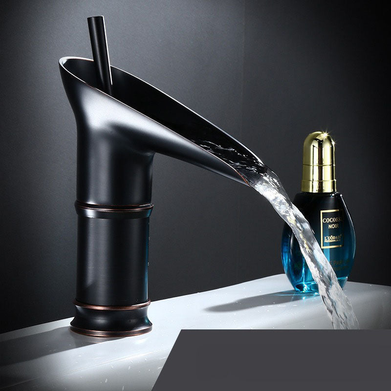 Vintage Waterfall Spout Single Hole Bathroom Faucet