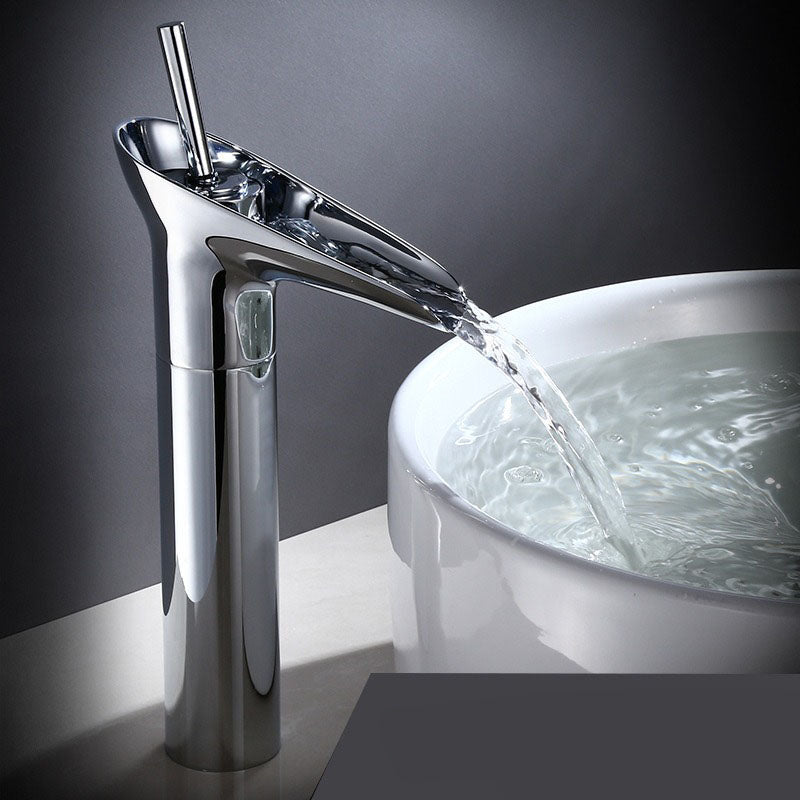Vintage Waterfall Spout Single Hole Bathroom Faucet