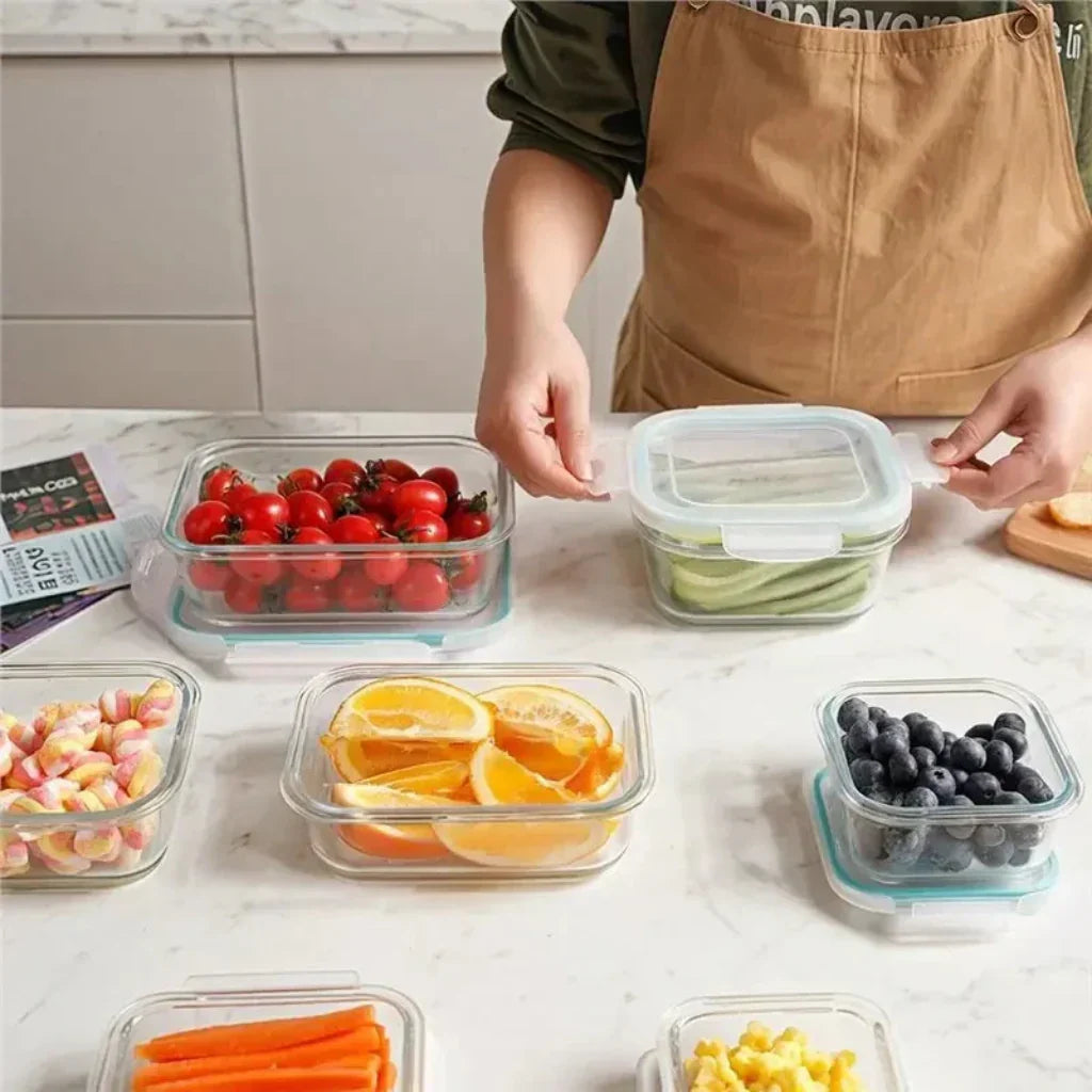 Stackable Leak-Resistant Glass Meal Prep Storage Containers With Airtight Lids