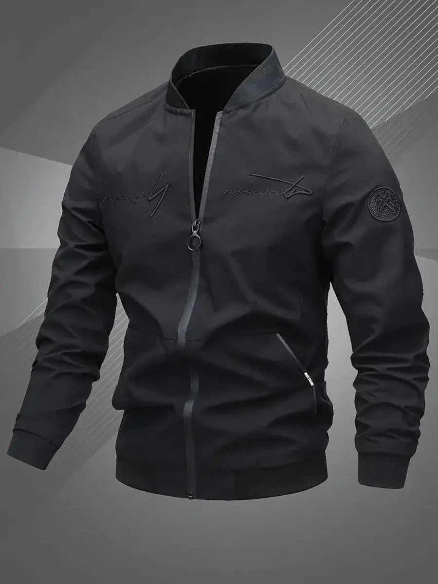 Mens Bomber Jacket Lightweight Zip-Up Baseball Collar Outerwear