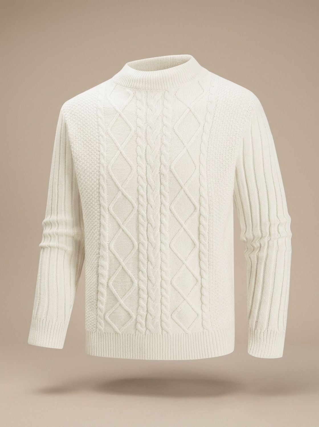 Men's Cable-Knit Mock-Neck Regular-Fit Jumper