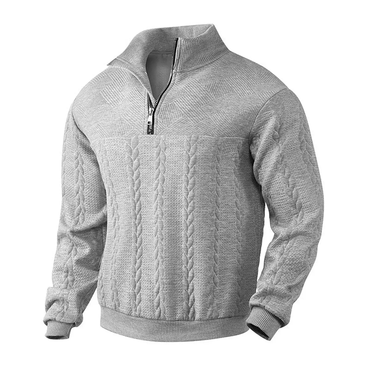 Men's Cable-Knit Quarter-Zip Pullover Mens Knit Sweater
