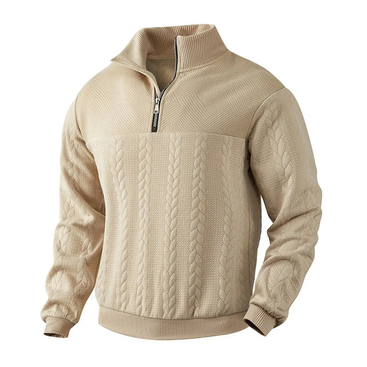 Men's Cable-Knit Quarter-Zip Pullover Mens Knit Sweater