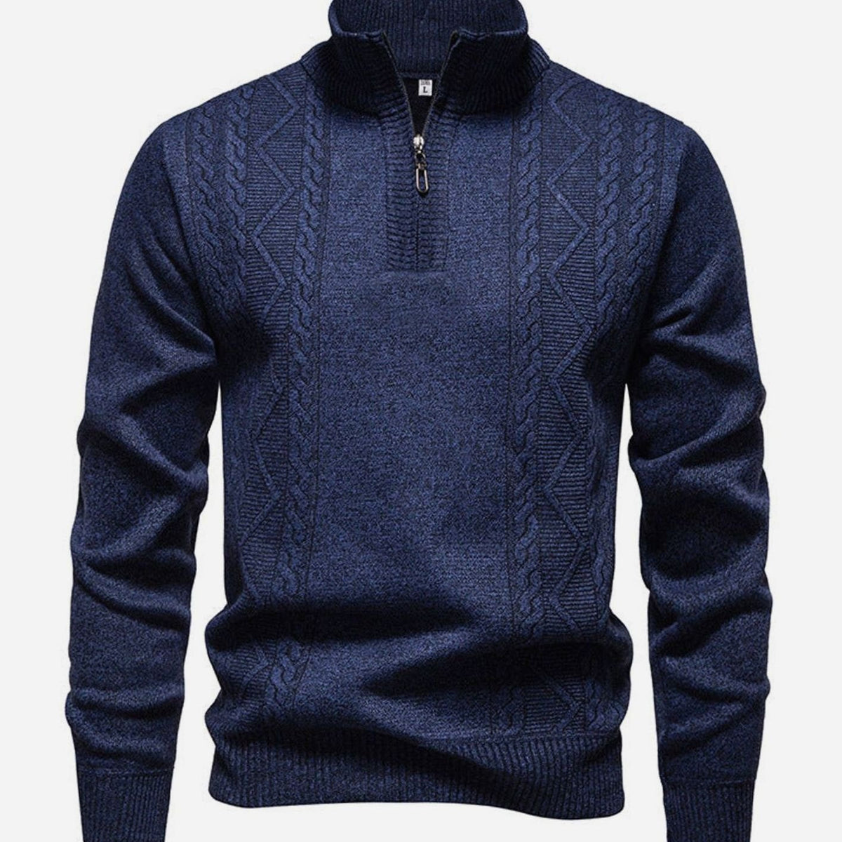 Men's Cable-Knit Quarter-Zip Stand-Collar Jumper