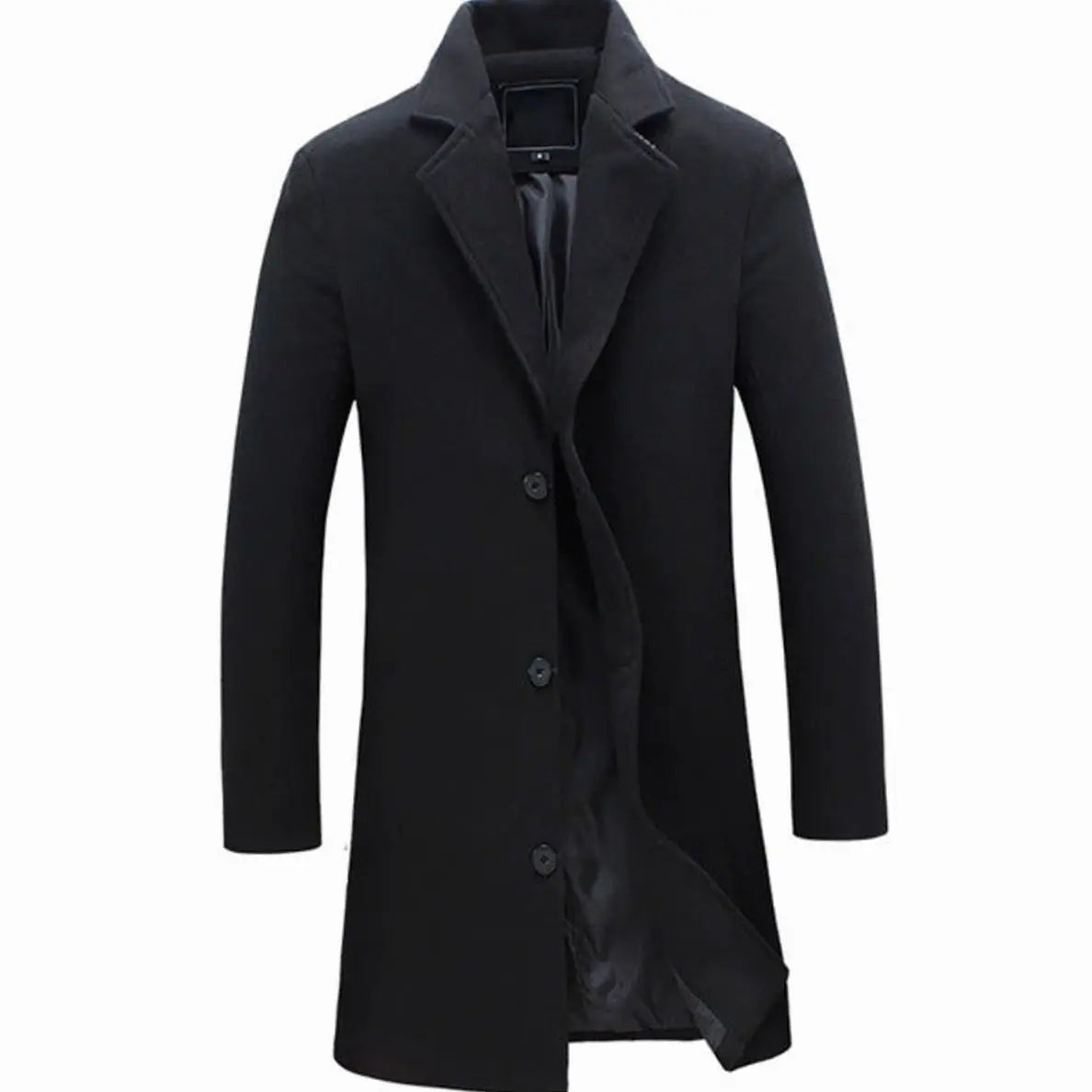 Men's Cold Weather Tailored Wool-Blend Long Trench Coat