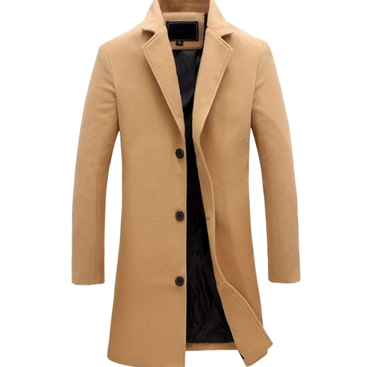 Men's Cold Weather Tailored Wool-Blend Long Trench Coat