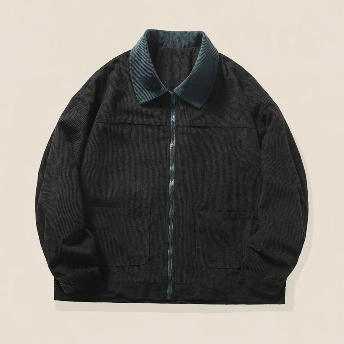 Men's Corduroy Contrast-Collar Full-Zip Harrington Jacket