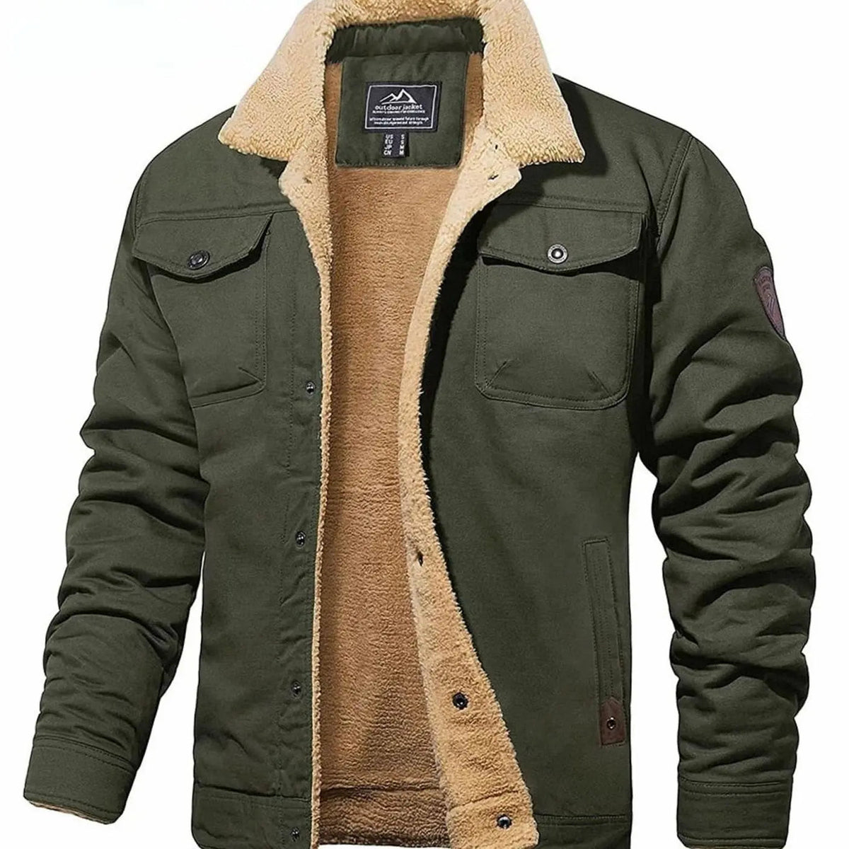 Men's Fleece-Lined Sherpa Collar Casual Jacket