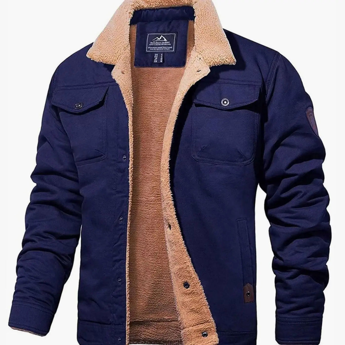 Men's Fleece-Lined Sherpa Collar Casual Jacket