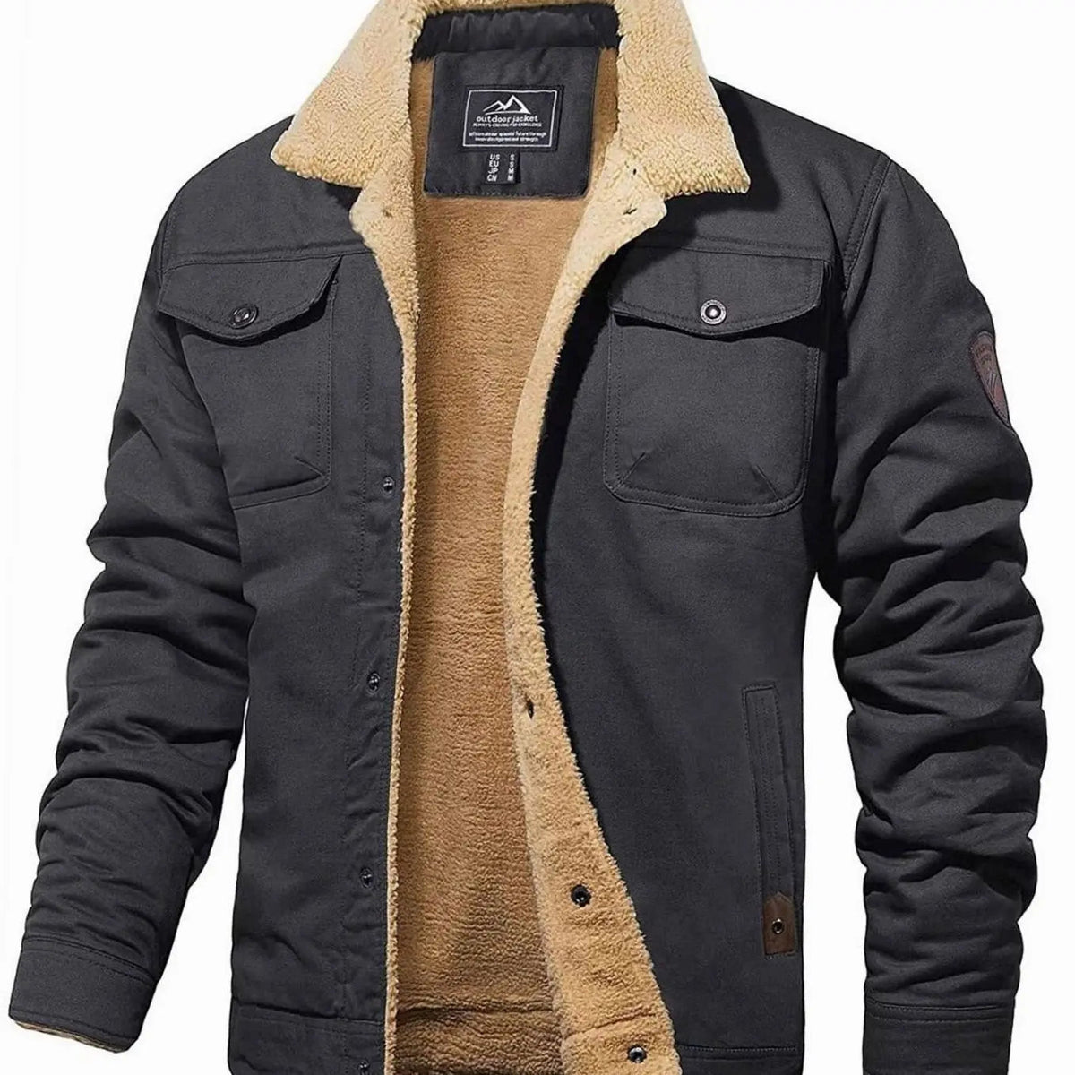 Men's Fleece-Lined Sherpa Collar Casual Jacket