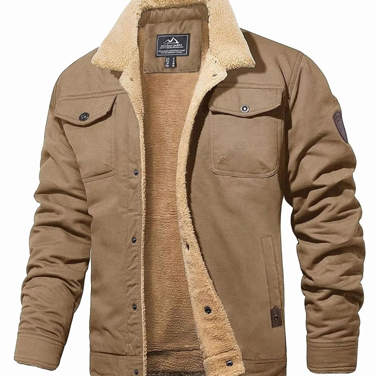 Men's Fleece-Lined Sherpa Collar Casual Jacket
