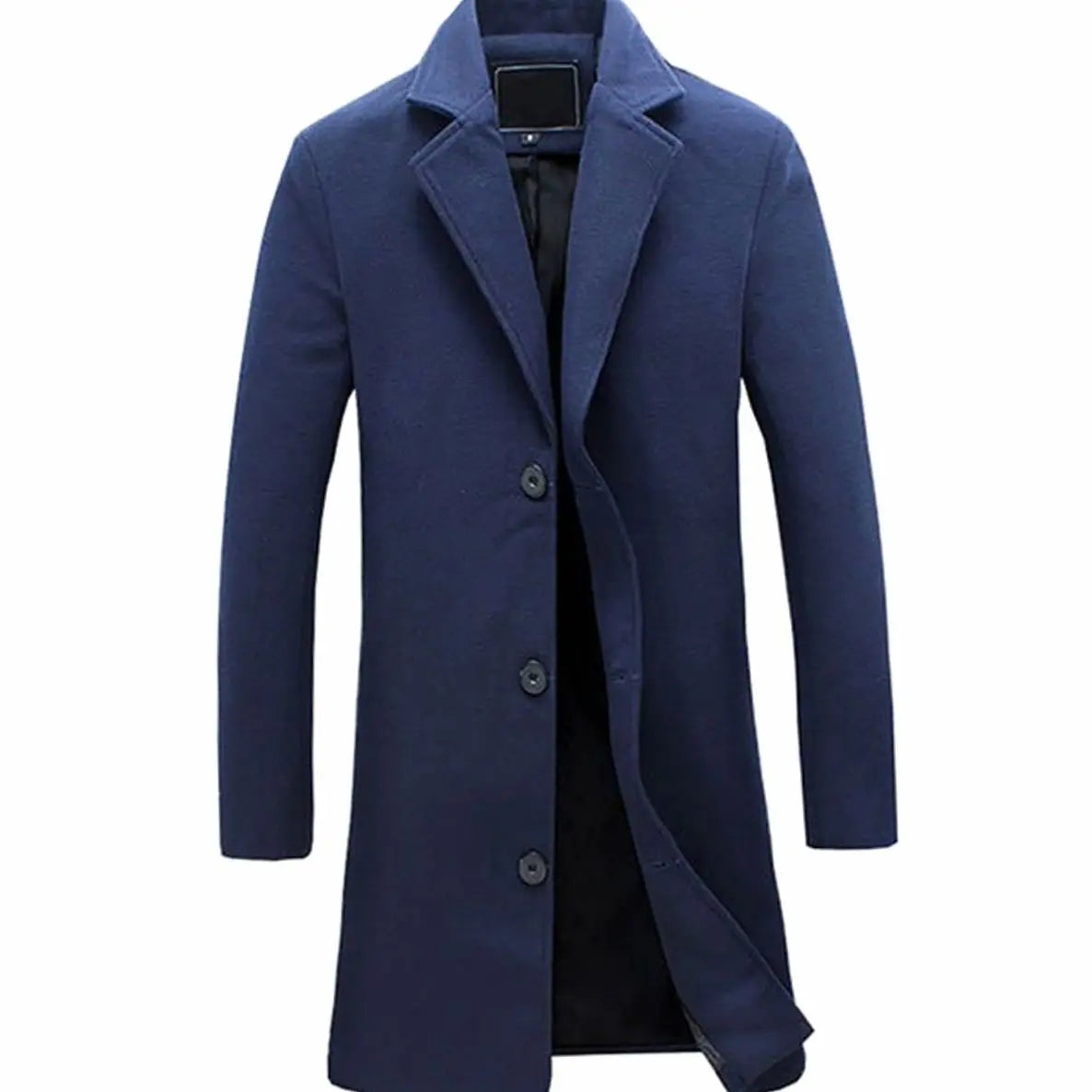 Men's Formal Single-Breasted Long Overcoat Tailored Fit
