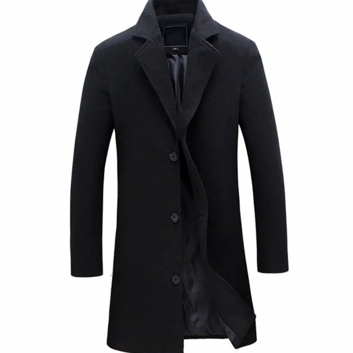 Men's Formal Single-Breasted Long Overcoat Tailored Fit