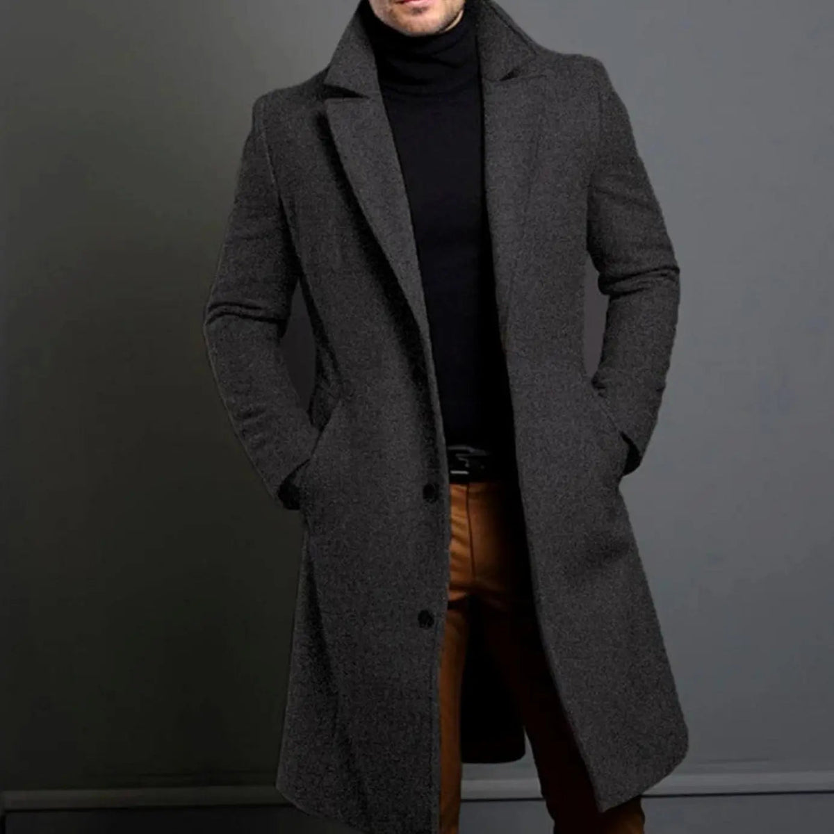Men's Formal Slim-Fit Single-Breasted Winter Coat