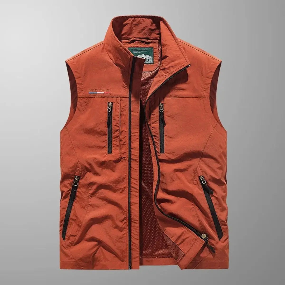 Mens Gilet Lightweight Sleeveless Multi-Pocket Zip-Up Vest