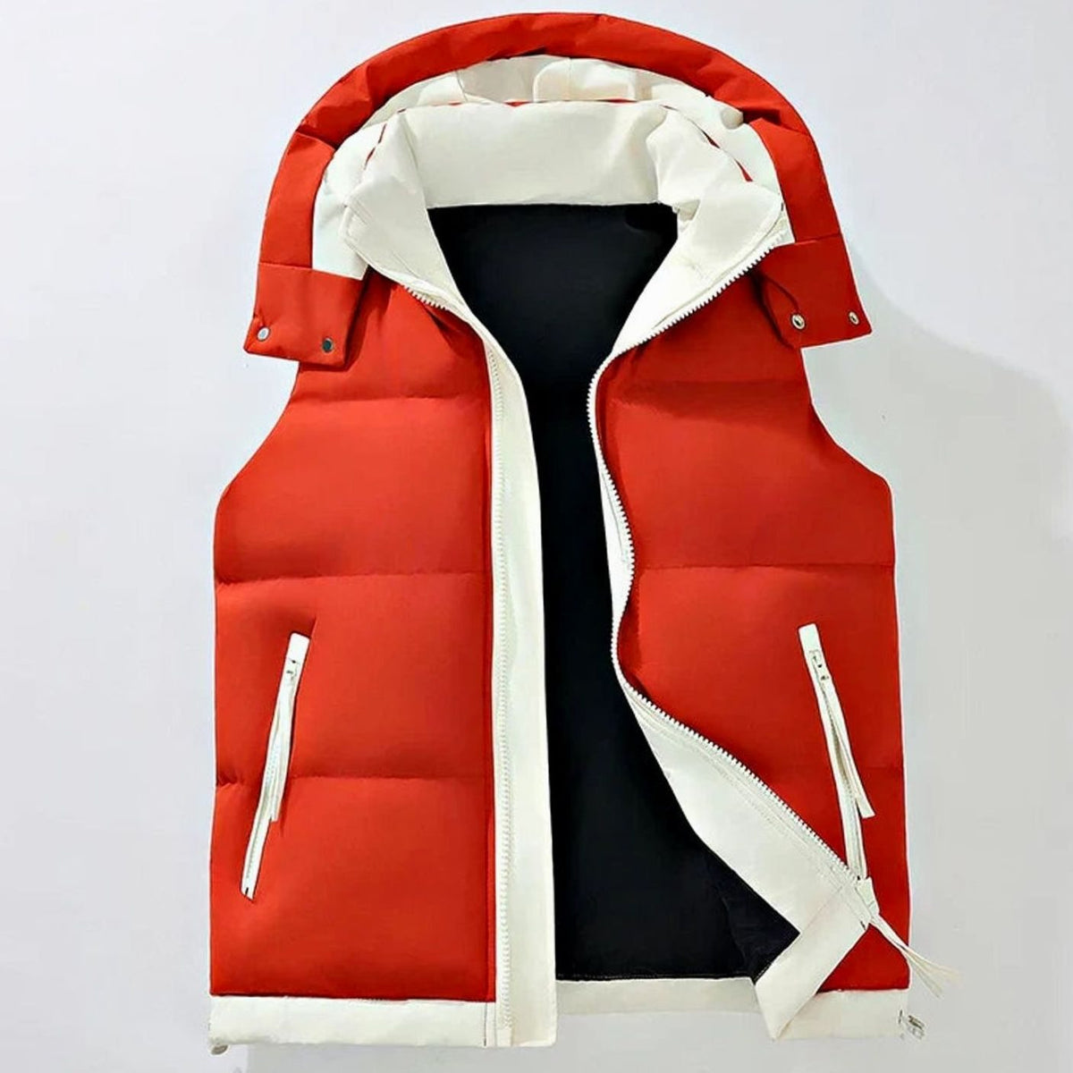 Men's Insulated Puffer Gilet Detachable Hood Water-Resistant Vest