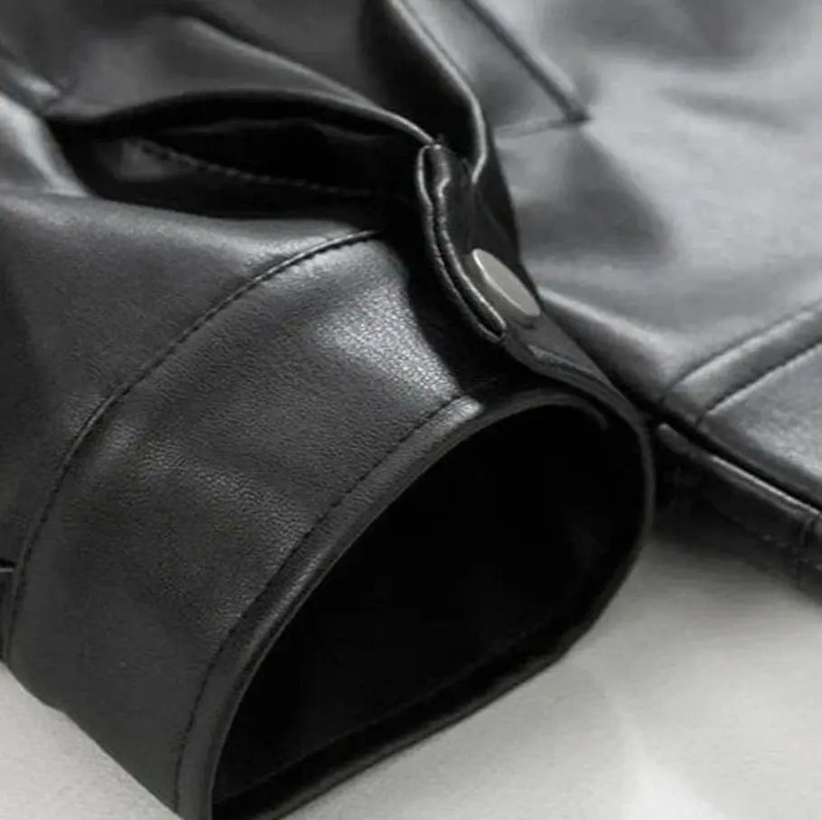Men's Oversized Faux Leather Zip-Up Bomber Jacket