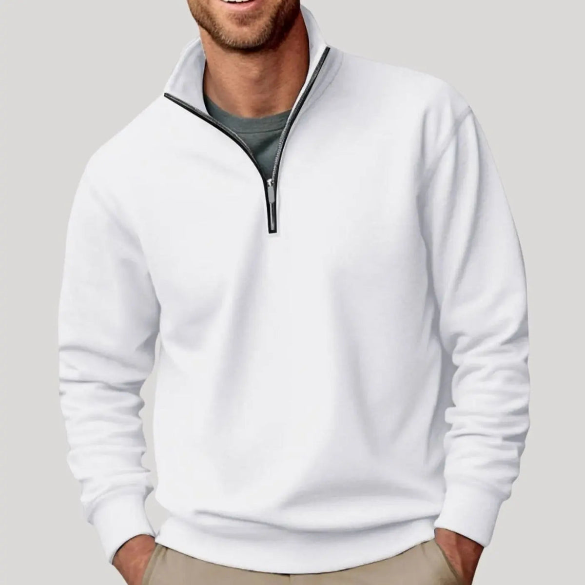 Men's Quarter-Zip Collar Sweatshirt Casual Relaxed Fit Pullover