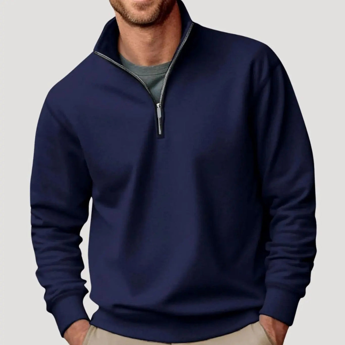 Men's Quarter-Zip Collar Sweatshirt Casual Relaxed Fit Pullover