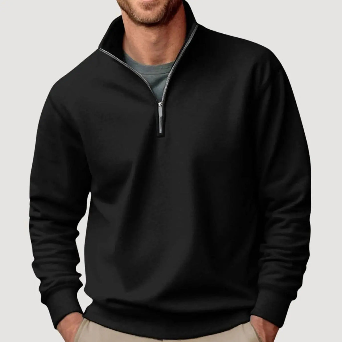 Men's Quarter-Zip Collar Sweatshirt Casual Relaxed Fit Pullover