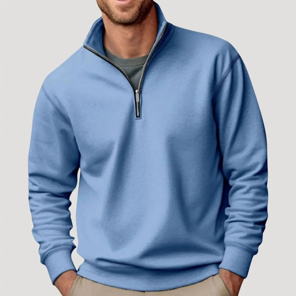 Men's Quarter-Zip Collar Sweatshirt Casual Relaxed Fit Pullover