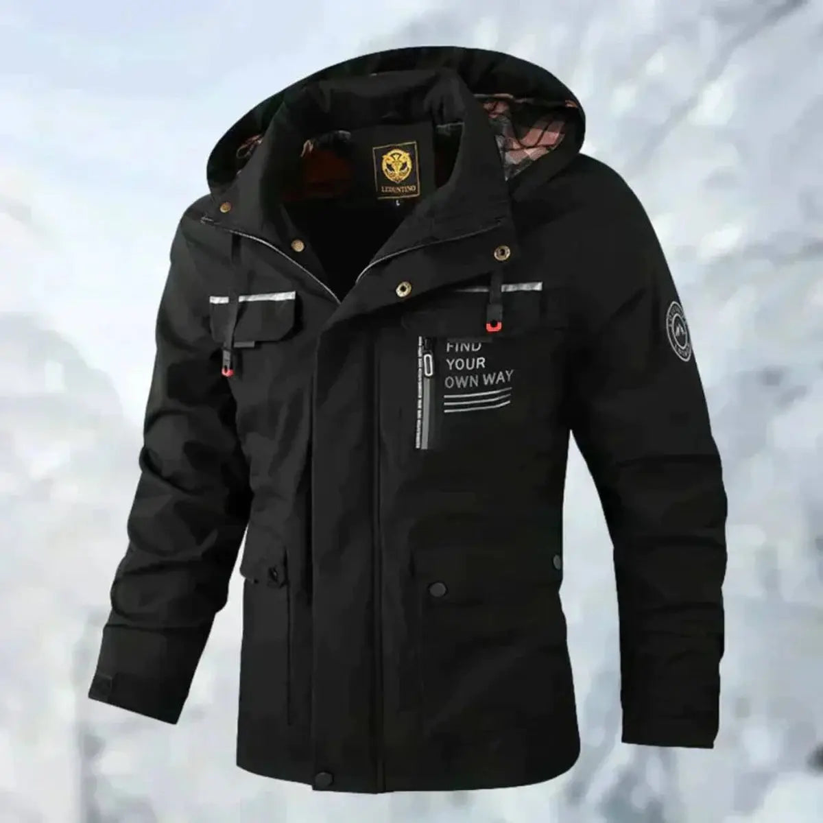 Mens Quilted Jacket Waterproof Hooded Windproof Outdoor Coat