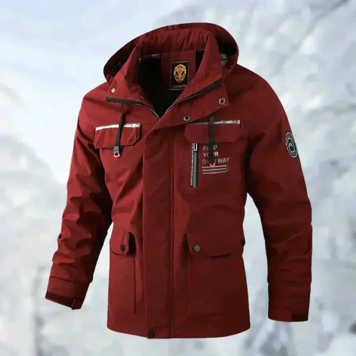 Mens Quilted Jacket Waterproof Hooded Windproof Outdoor Coat