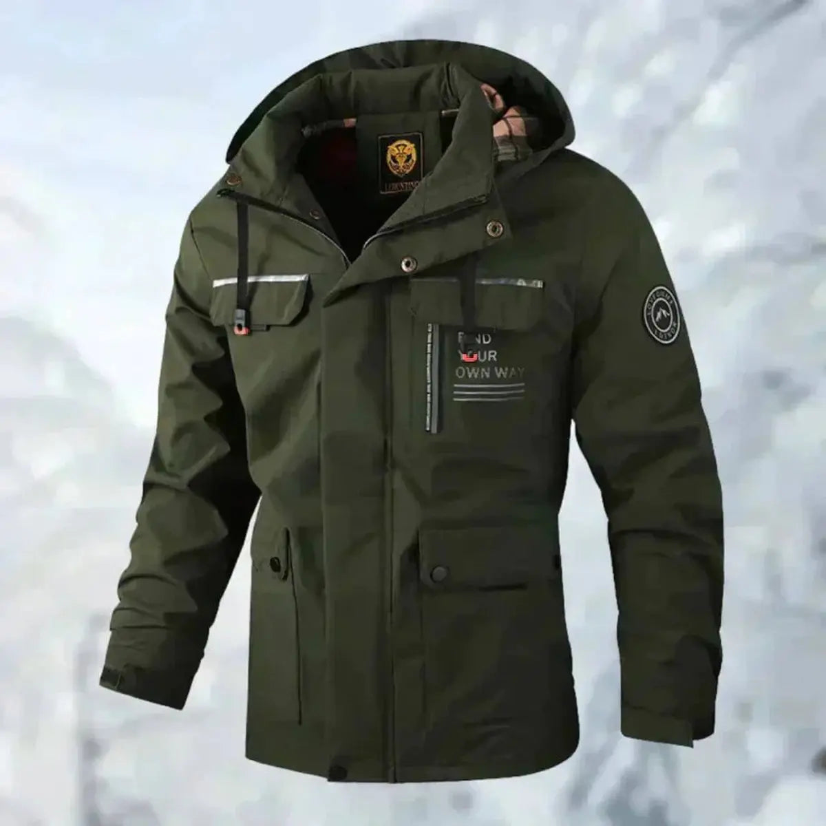 Mens Quilted Jacket Waterproof Hooded Windproof Outdoor Coat