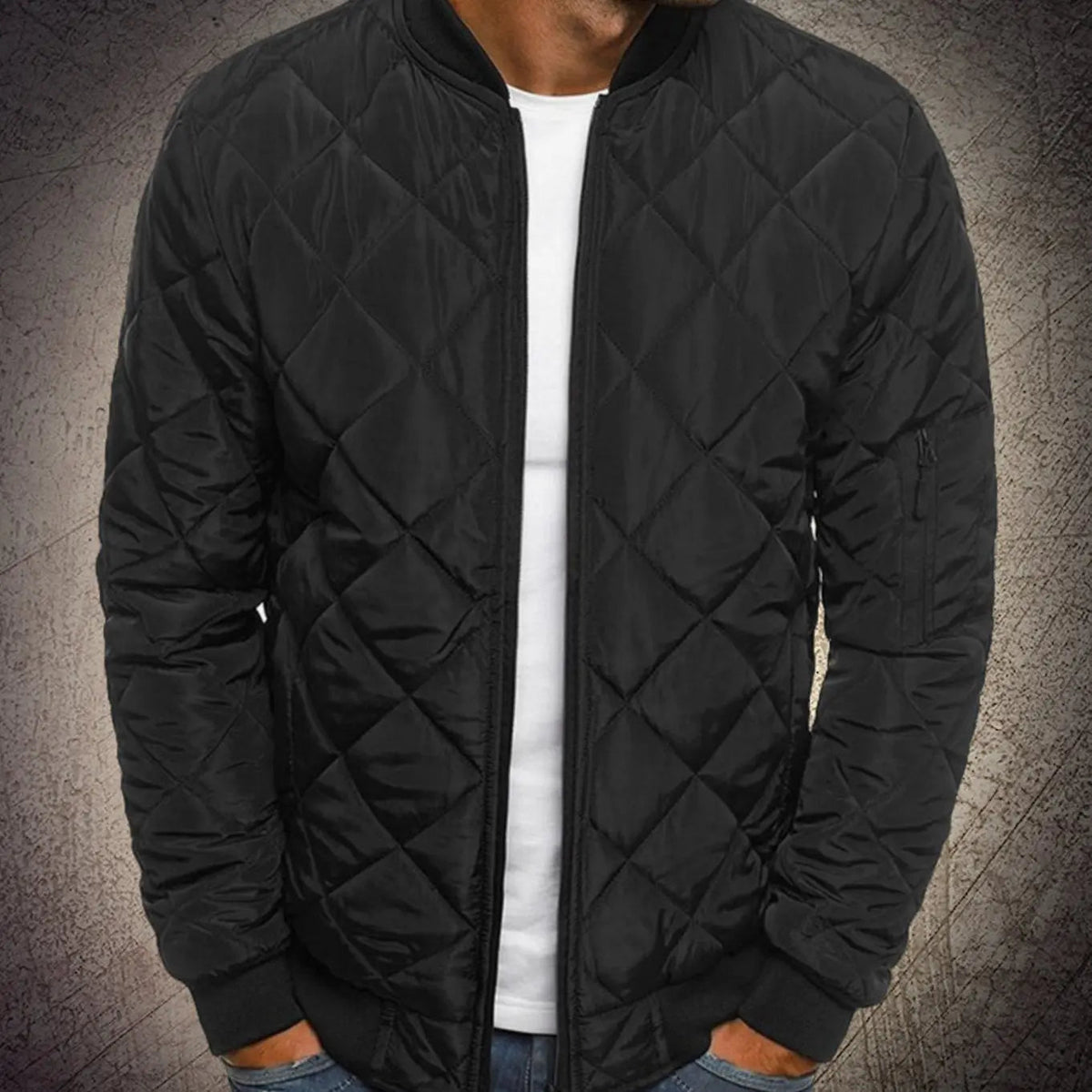 Men's Quilted Lightweight Zip-Up Bomber Jacket