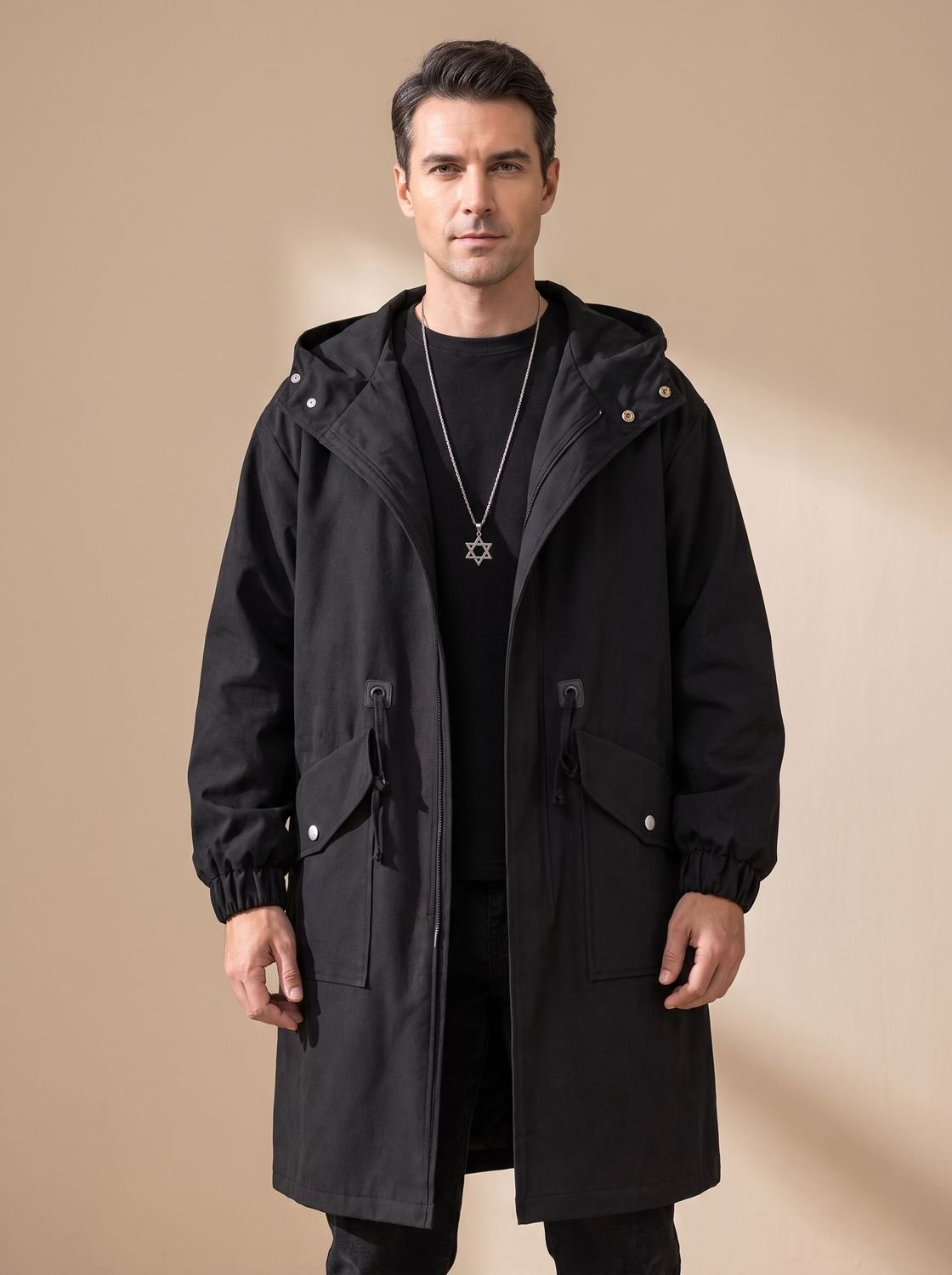 Leo | Men's Relaxed-Fit Drawstring Hooded Overcoat